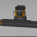 Orange And Gray Agricultural Combine Harvester With Large Cutting Platform And Machinery