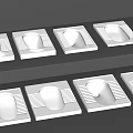 Multiple White Square Toilet Components Neatly Arranged On Black Background 3d model