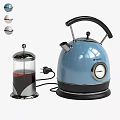 Stylish Blue Electric Kettle With Glass Container And Plug For Daily Use