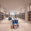 Spacious Bright Specialty Store With Shelves Full Of Canned Goods And Stacked Products