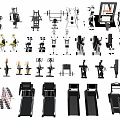 Sports Equipment Variety Including Treadmills Weight Benches Dumbbells And Fitness Machines
