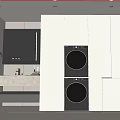 Modern Laundry Room Interior With Washer Dryer Sink And Storage Cabinets