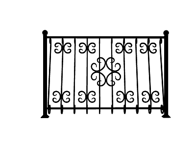 Ornamental Iron Fence with Intricate Scrollwork and Decorative Patterns for Garden Exterior 3d model