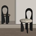 Modern Stylish Dining Chairs With Curved Backrest Patterned Cushion And Metal Frame In Light Shadow