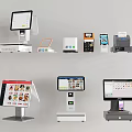 Cash register scanner combination cash register ordering machine brush face Alipay WeChat scan code two-dimensional code scanner supermarket convenience store 3d model
