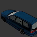 Blue JDM Sport Wagon With Black Rims And Modified Sporty Body Design