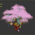 Floating Green Tree With Stones At Base And Gray Background