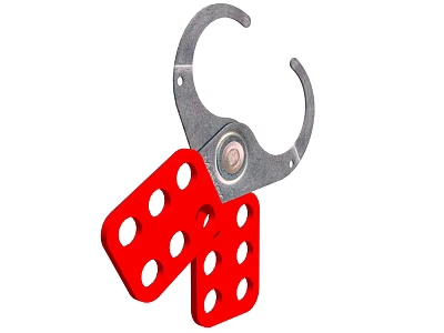 Durable Industrial Mechanical Equipment With Metal Clamp And Red Perforated Plates 3d model