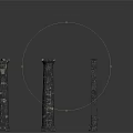 Black Textured Architectural Components Featuring Columns Panels And Decorative Blocks