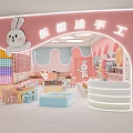Kids Craft Shop In Mall With Pink Theme Rabbit Cartoon And Play Area