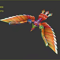 Mechanical Phoenix Character With Orange Red Wings Blue Eyes And Colorful Decorative Details