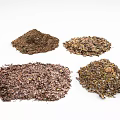 Four Piles of Diverse Organic Garden Materials With Natural Textures and Colors