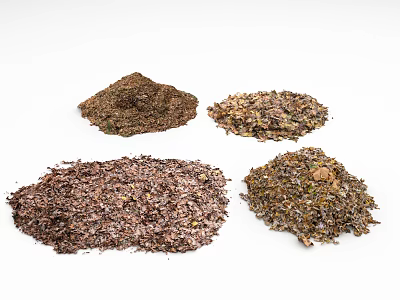 Four Piles of Diverse Organic Garden Materials With Natural Textures and Colors 3d model