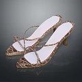 Brown Crocodile Pattern Heeled Sandals With Crisscross Straps And White Sole