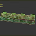 Long Industrial Building Model With Arched Roof Multiple Skylights And Brown Gray Design