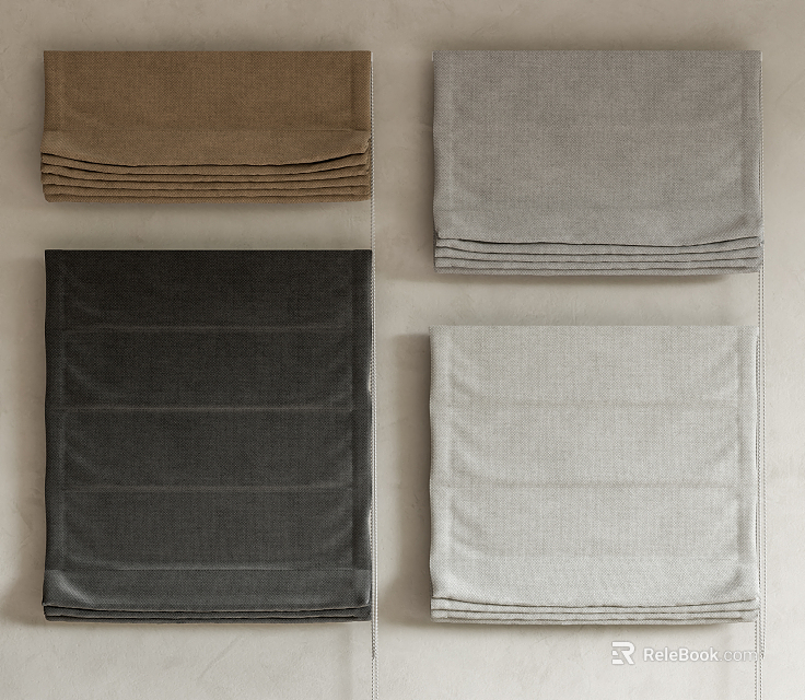 Various Colored Roman Shades For Window Decoration 3d model 
