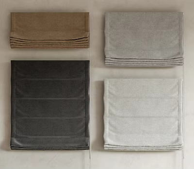 Various Colored Roman Shades For Window Decoration 3d model