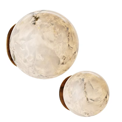 Textured Spherical Wall Sconces With Modern Cream Shade And Brown Base Design 3d model