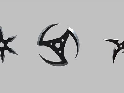 Three Different Black Star Shaped Metal Objects With Geometric Designs 3d model