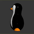 Toy Penguin Character With Black White Body Orange Beak And Feet On Dark Background
