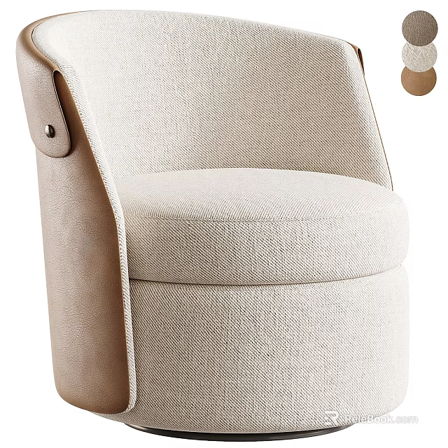 Modern Beige Fabric Single Sofa With Comfortable Seat And Armrest Design 3d model 