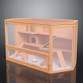 Wooden Pet Cage With Transparent Panels Interior Platforms And Feeding Bowl