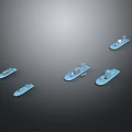 Detailed Blue Miniature Boat Models Neatly Arranged On Black Background Surface