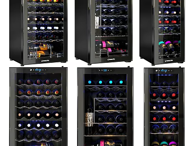 Stylish Wine Coolers With Glass Doors And LED Lighting For Home Bars 3d model