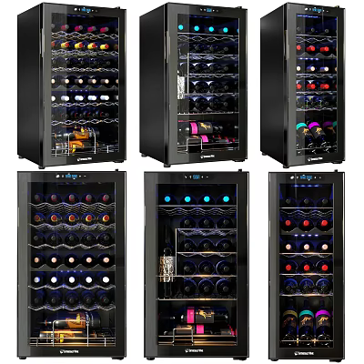 Stylish Wine Coolers With Glass Doors And LED Lighting For Home Bars 3d model