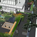 Japanese Style Garden Landscape With Wooden Pavilion Rocks Trees And Stone Path