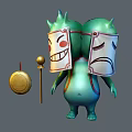Modern game character two-headed monster 3d model