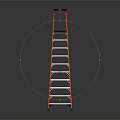 Red Aluminum Step Ladder With Sturdy Construction And Non Slip Rungs