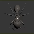 Detailed Metallic Ant Model With Shiny Texture On Black Background