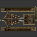 Hand Operated Hardware Tool With Wooden Frame And Metal Chain Components