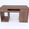 Dark Brown Wooden Desk With Simple Design And Lower Shelf Storage