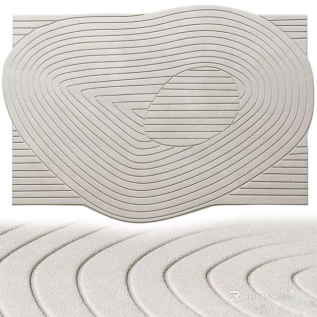 Square Rug With Abstract Wave Patterns In Neutral Beige For Modern Home Decor 3d model 