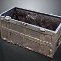 Vintage Metal Storage Trunk With Rustic Worn Surface Metal Latches And Handles