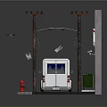 Tasty Burgers Street Food Truck Scene With Signboard Lamp Post And Fire Hydrant