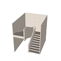 Modern Concrete Interior Staircase Design With Simple Steps And Sleek Railing 3d model