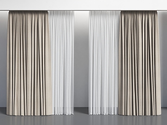 Curtain Cream Wind Curtain Silent Wind Curtain Living Room Curtain Bedroom Curtain Floor Lamp Cloth Curtain Gauze Curtain 3d model