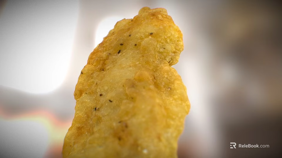 Crispy Golden Fried Chicken Piece With Crunchy Coating And Black Pepper Seasoning 3d model 