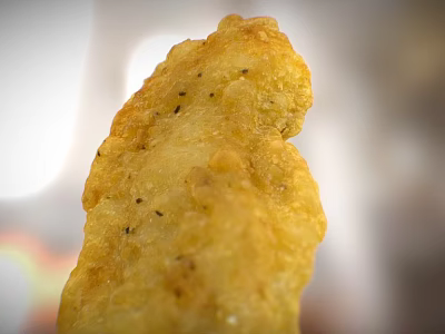 Crispy Golden Fried Chicken Piece With Crunchy Coating And Black Pepper Seasoning 3d model