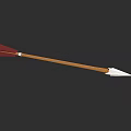 Traditional Weapon Wooden Arrow With Red Feathers And White Sharp Tip