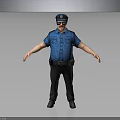 Cartoon Police Officer In Blue Uniform With Cap And Sunglasses Standing
