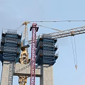 Construction Site With Tower Crane And Scaffolding On Building Under Construction 3d model