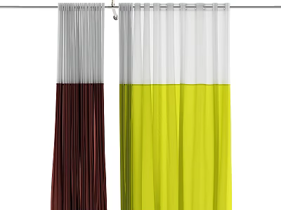 White Brown Yellow Vertical Striped Curtain Design For Home Decor 3d model