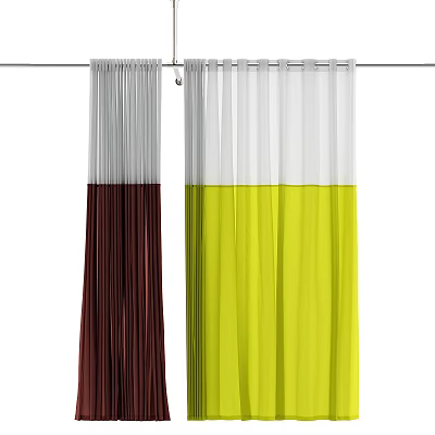 White Brown Yellow Vertical Striped Curtain Design For Home Decor 3d model
