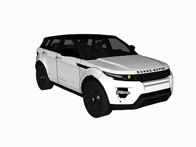 White Range Rover SUV With Modern Exterior Design And Black Wheels Front Grille 3d model