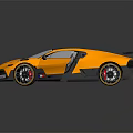 Orange And Black Sports Car Exterior Design With Open Doors And Rear Spoiler