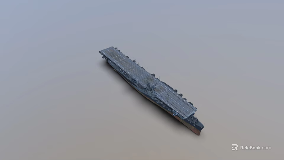 Large Military Aircraft Carrier With Flat Flight Deck And Naval Equipment 3d model 